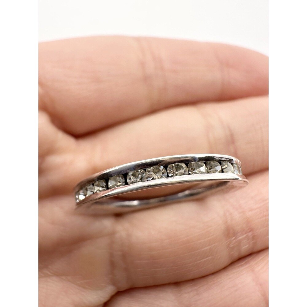 925 Sterling Silver Cubic Zirconia Eternity Band Ring Size 8